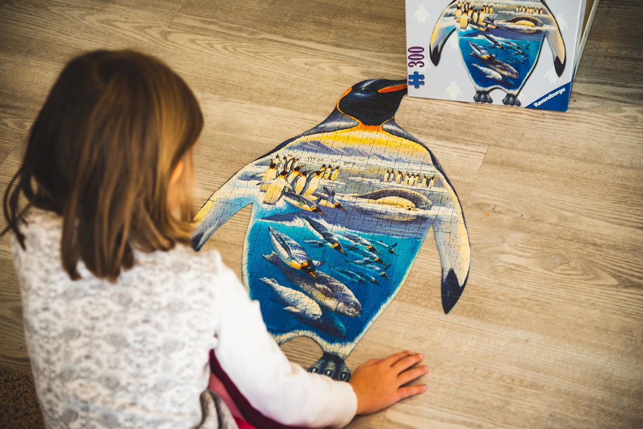 A 300-piece puzzle in the shape of a penguin